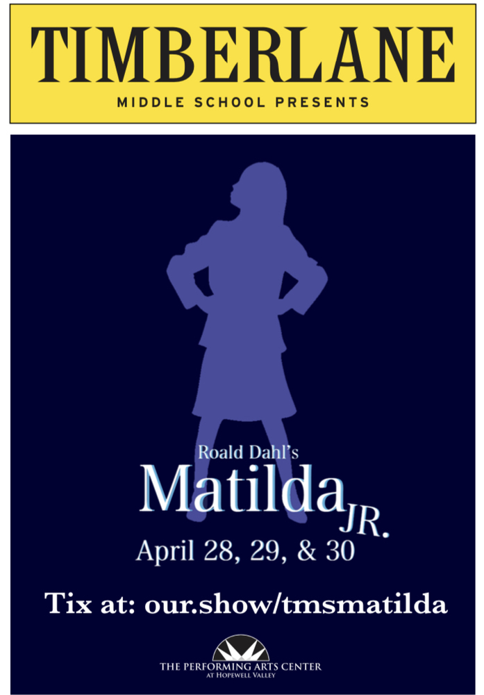 Poster for the Timberlane Play Matilda Jr.