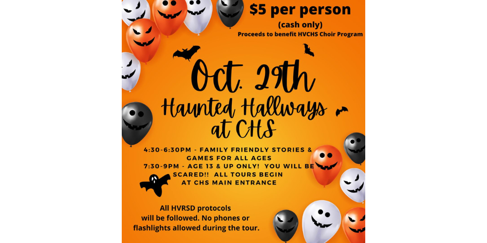 Poster for the Haunted Hallways Event at CHS