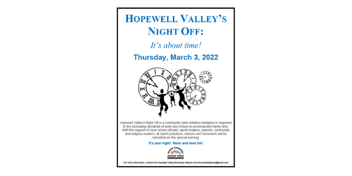 Flyer for Hopewell Valley Night Off