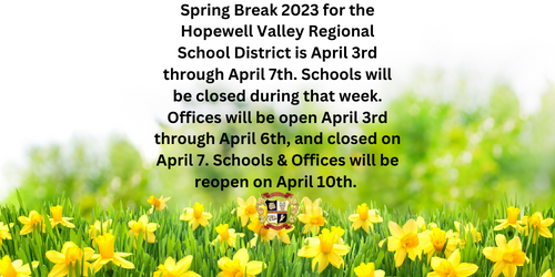HVRSD 2023 Spring Break Schedule